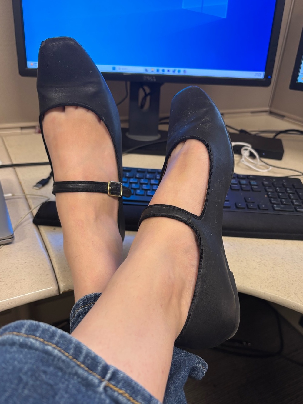 Well Worn Office Black Mary Jane Flats